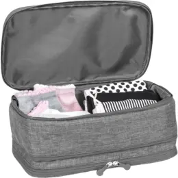 Santa Monica Deluxe Toiletry Bag Grey Bottom Open